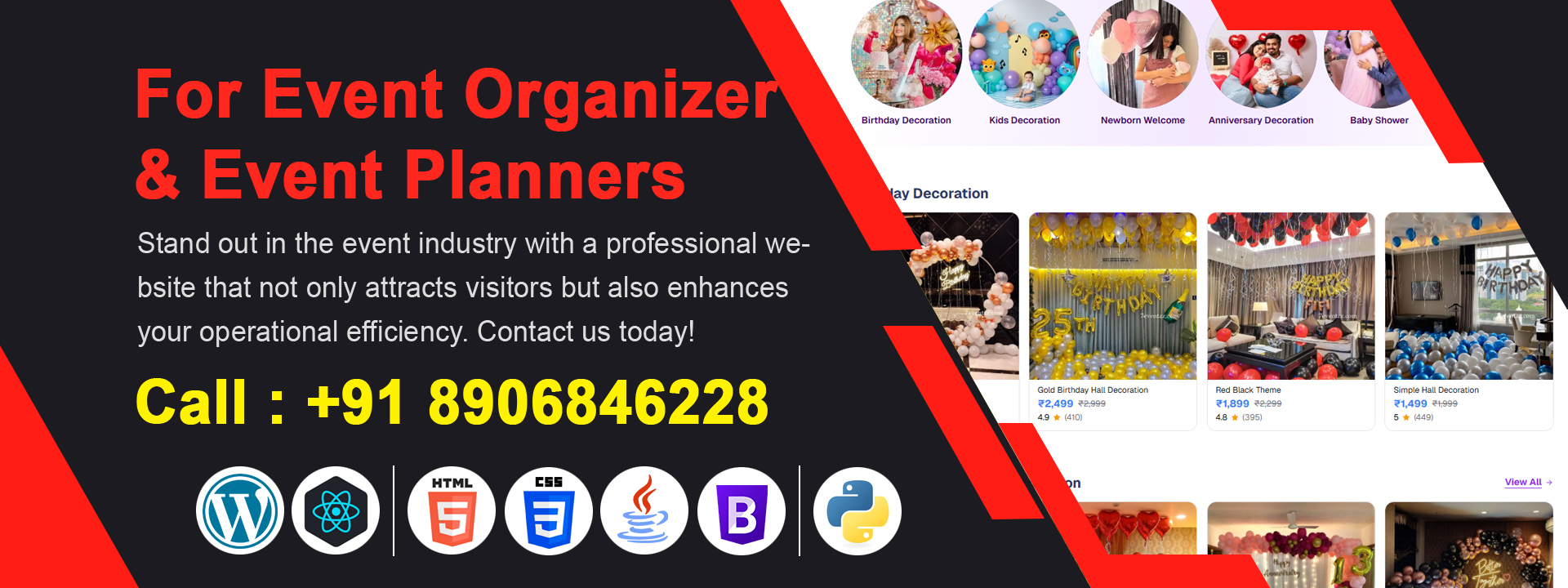 best event planner website design company in jabalpur