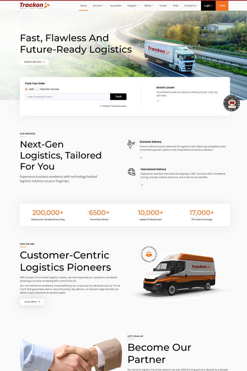best courier website design in bangalore