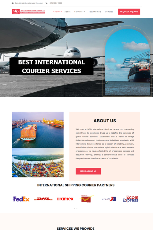 best courier website design in bangalore