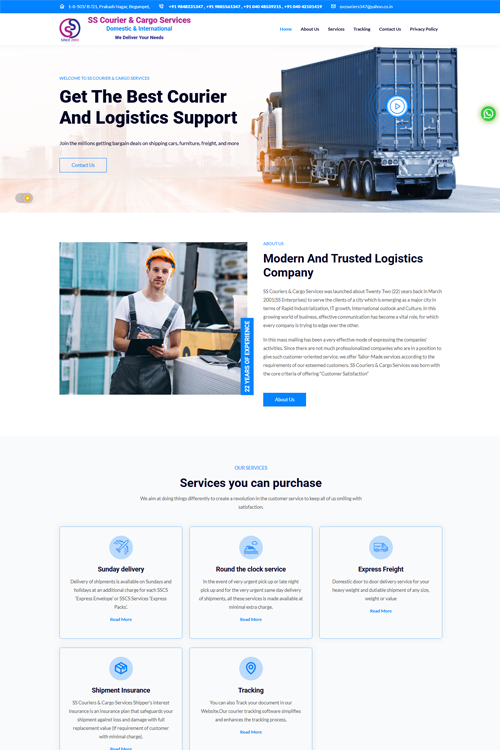 best courier website design in bangalore