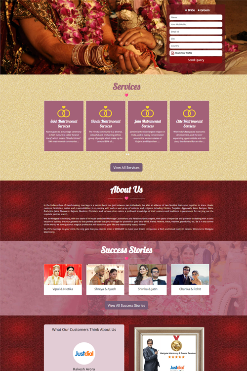 matrimonial website designers in kakinada