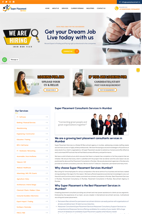 best placement agency website design in bangalore